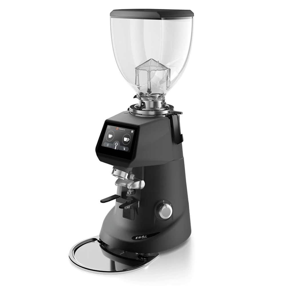 F64 E PRO professionele koffiemolen met 64 mm maalschijven en touchscreen – ideaal voor horeca en intensief zakelijk gebruik.